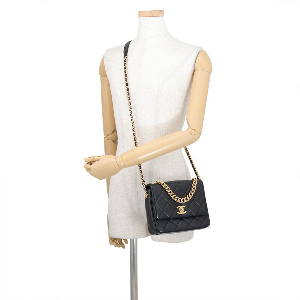 Chanel Chain Shoulder Bag Matelassé Coco Mark Lambskin AS2734 CHANEL Black Ha... - Picture 5 of 16